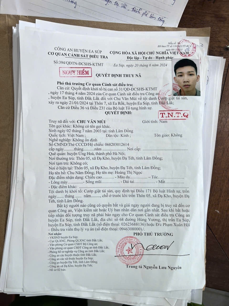 hình ảnh QĐ đối tượng đầu thú